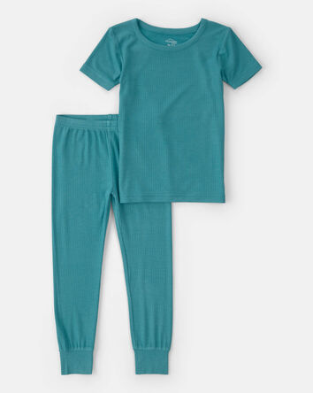 Toddler PurelySoft Short-Sleeve Snug Fit 2-Piece Pajama Set - Blue, 