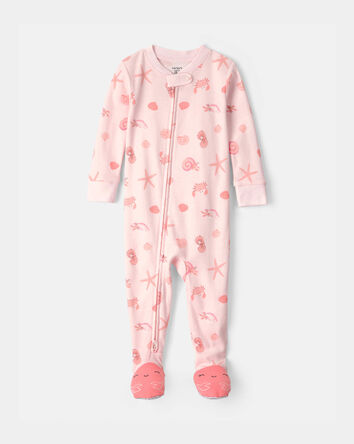 Baby Girl Seashell 100% Cotton Snug Fit 1-Piece Pajama - Pink, 