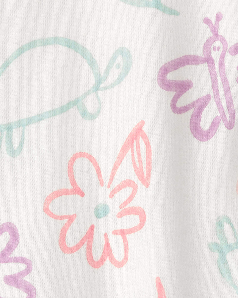 Baby Girl Floral 100% Cotton Snug Fit 1-Piece Pajama - White, image 3 of 4 slides