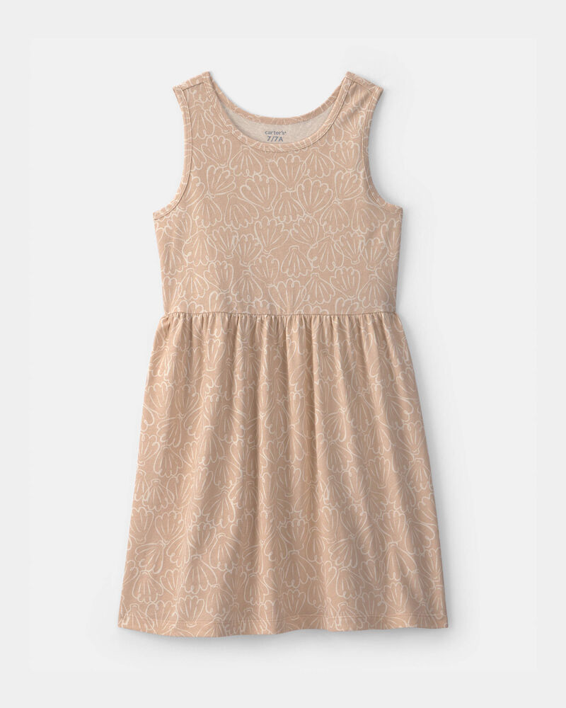Girls Shell Short-Sleeve Knit Dress - Tan, image 1 of 4 slides