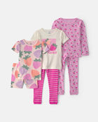 Toddler Girl Fruit 100% Cotton 6-Piece Pajama Sets - Pink/Purple, image 1 of 6 slides