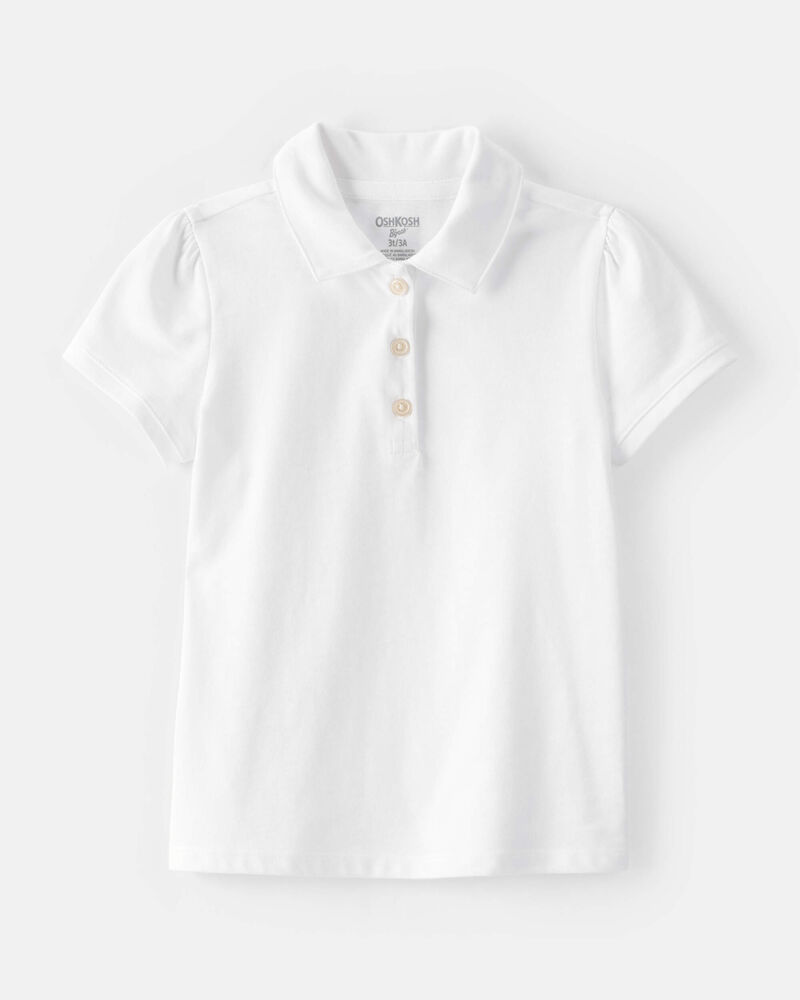 Toddler Pique Uniform Polo Shirt -  White, image 1 of 3 slides