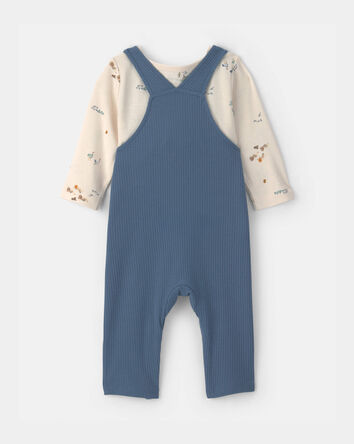 Baby Boy 2-Piece Safari Overall Set - Blue/Ivory, 