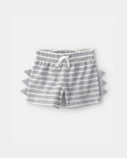 Baby Boy 2-Piece Dino Spikes Waffle-Knit Short-Sleeve Bodysuit & Short Set - Grey, image 2 of 4 slides