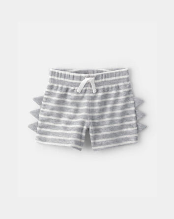 Baby Boy 2-Piece Dino Spikes Waffle-Knit Short-Sleeve Bodysuit & Short Set - Grey, 