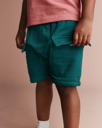 Toddler Boy French Terry Cargo Shorts - Green, 