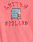 Baby Boy 'Little Griller' Sleeveless Graphic Bodysuit - Coral, image 2 of 3 slides
