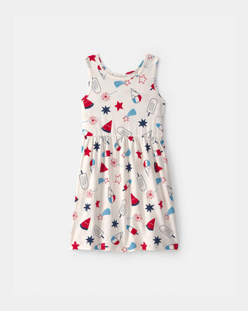Girls Fourth Of July Popsicle Sleeveless Knit Dress, 