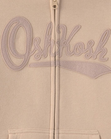 Boys OshKosh Logo Fleece Zip-Up Hoodie - Tan, 