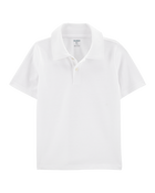 Kid 2-Pack Pique Uniform Polo Shirts - White, image 2 of 5 slides