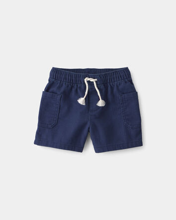 Baby Boy Twill Drawstring Shorts - Navy, 