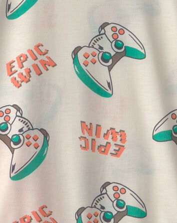 Boys 2-Piece Gaming Short-Sleeve Pajama Set - Ivory/Orange, 