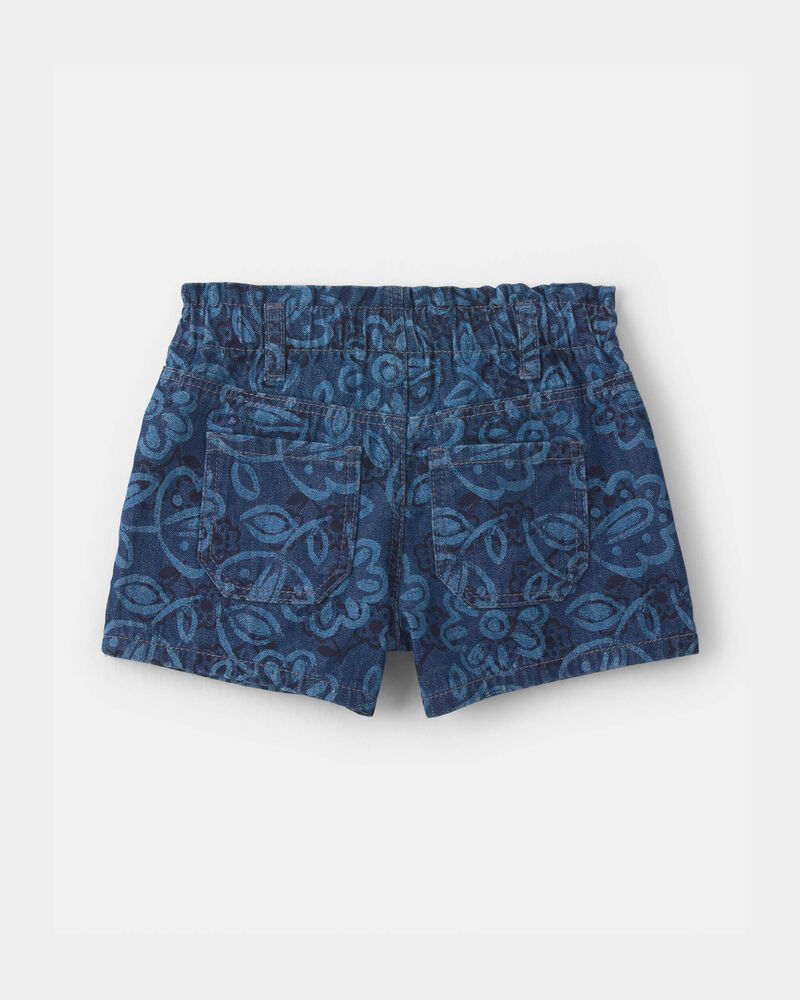 Toddler Girl Floral Denim Shorts - Dark Wash, image 2 of 4 slides
