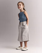 Toddler Girl Smocked Peplum Top in Chambray , image 3 of 6 slides