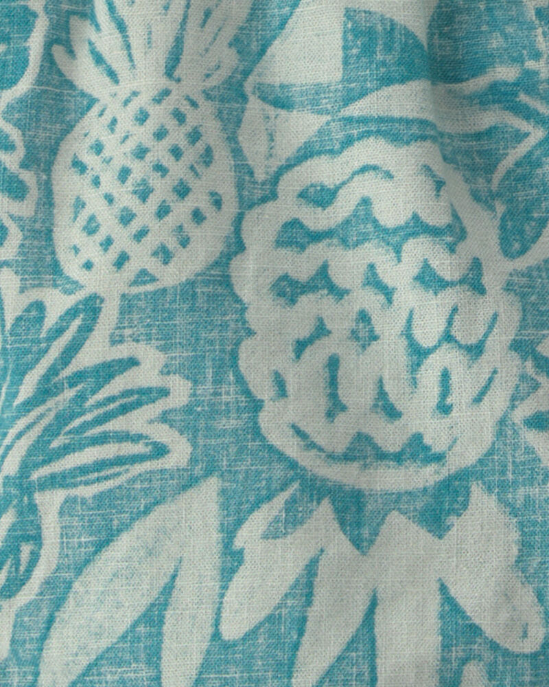 Baby Boy Pineapple Linen Shorts - Blue, image 3 of 4 slides