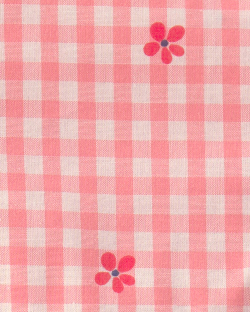 Baby Girl Gingham Flower Romper - Pink, image 3 of 4 slides