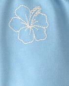 Toddler Girl Tropical Flower French Terry Shorts - Blue, image 3 of 4 slides