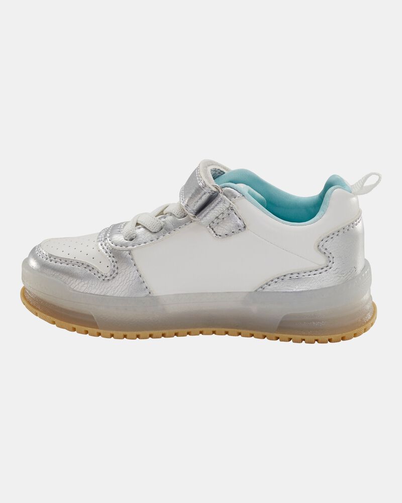 Toddler Light Up Metallic Sneakers - Silver/Aqua, image 7 of 8 slides