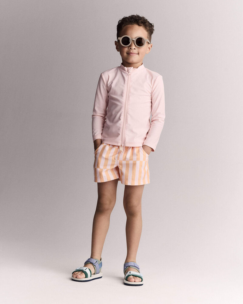 Toddler Full-Zip Long-Sleeve Rashguard - Light Pink, image 4 of 7 slides