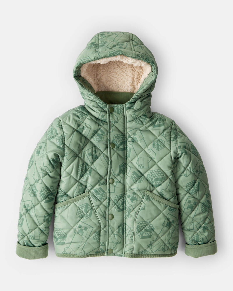Boys Minecraft&reg; Hooded Heavyweight Winter Jacket - Green, image 1 of 3 slides
