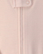 Baby Girl 2-Pack Floral Striped 100% Cotton 2-Way Zip Sleep & Play Pajamas - Pink/Ivory, image 4 of 5 slides