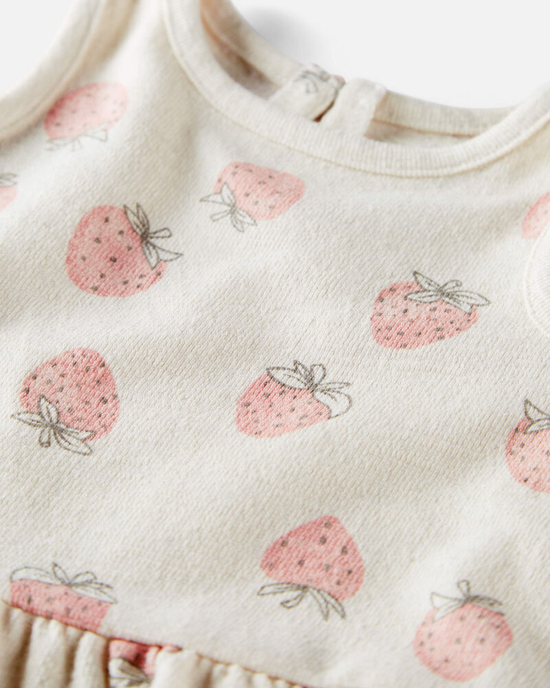 Baby Girl 2-Piece Top & Short Set Made with Organic Cotton in Strawberry Print, image 3 of 5 slides