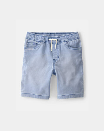 Boys Denim Drawstring Shorts - Light Wash, 