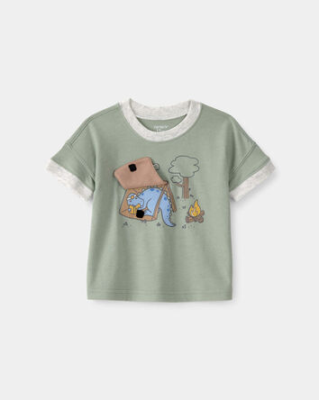 Baby Boy Camping Dinosaur Graphic Tee - Green, 