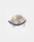 Baby Boy Reversible Bucket Swim Hat - Khaki/Blue, image 3 of 4 slides