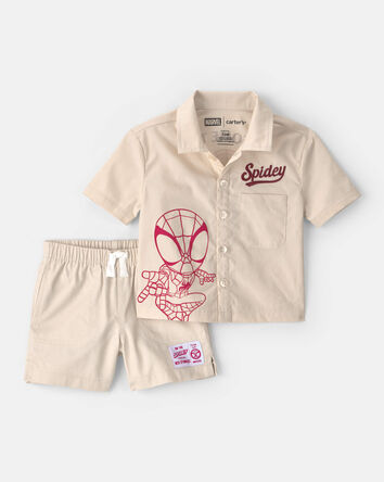 Baby Boy 2-Piece &copy;Marvel Spider-Man Top & Short Set - Khaki, 
