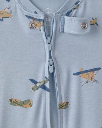 Baby Boy Plane PurelySoft 2-Way Zip 1-Piece Pajama - Blue, 