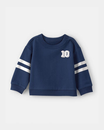 Baby Boy Varsity French Terry Pullover Sweatshirt - Navy Blue, 