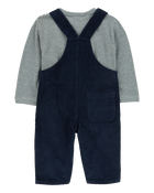 Baby Boy 2-Piece Striped Tee & Corduroy Overall Set, image 2 of 5 slides