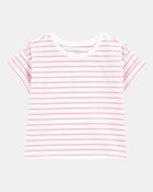 Kid Striped Short-Sleeve Fashion Top - Pink, image 1 of 3 slides