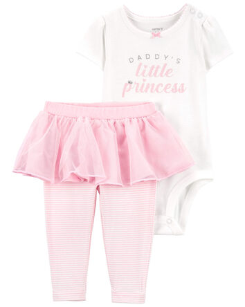 Baby Girl 2-Piece Daddy's Princess Bodysuit & Tutu Pant Set, 