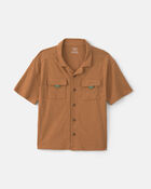 Boys Short-Sleeve Button-Down Shirt - Brown, image 1 of 4 slides