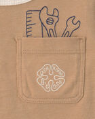 Toddler Boy Tools Embroidered Pocket Graphic Tee - Tan, image 2 of 3 slides