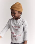 Toddler 'Chicken Nuggies' Long-Sleeve Pocket Graphic Tee - Heather Grey, image 1 of 7 slides