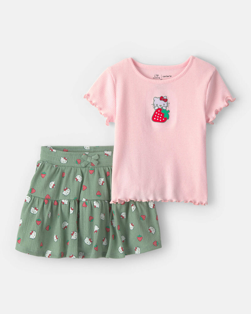 Baby Girl 2-Piece Hello Kitty&reg; Top & Skort Set - Pink/Green, image 1 of 6 slides
