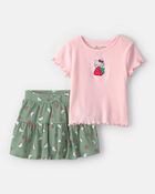 Baby Girl 2-Piece Hello Kitty&reg; Top & Skort Set - Pink/Green, image 1 of 6 slides