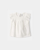 Toddler Girl Eyelet-Sleeve Top - Ivory, image 1 of 3 slides