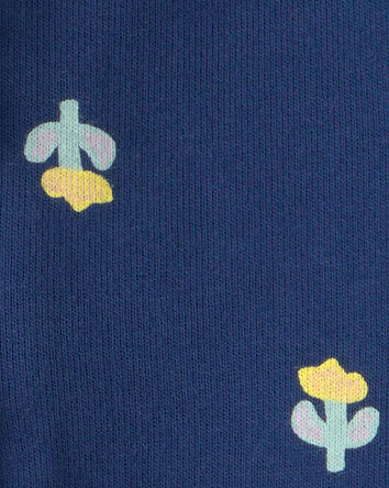 Baby Girl Floral French Terry Zip-Up Hoodie - Navy Blue, 