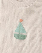 Baby 2-Piece Sailboat Crochet Top & Short Set - Cream, image 3 of 5 slides