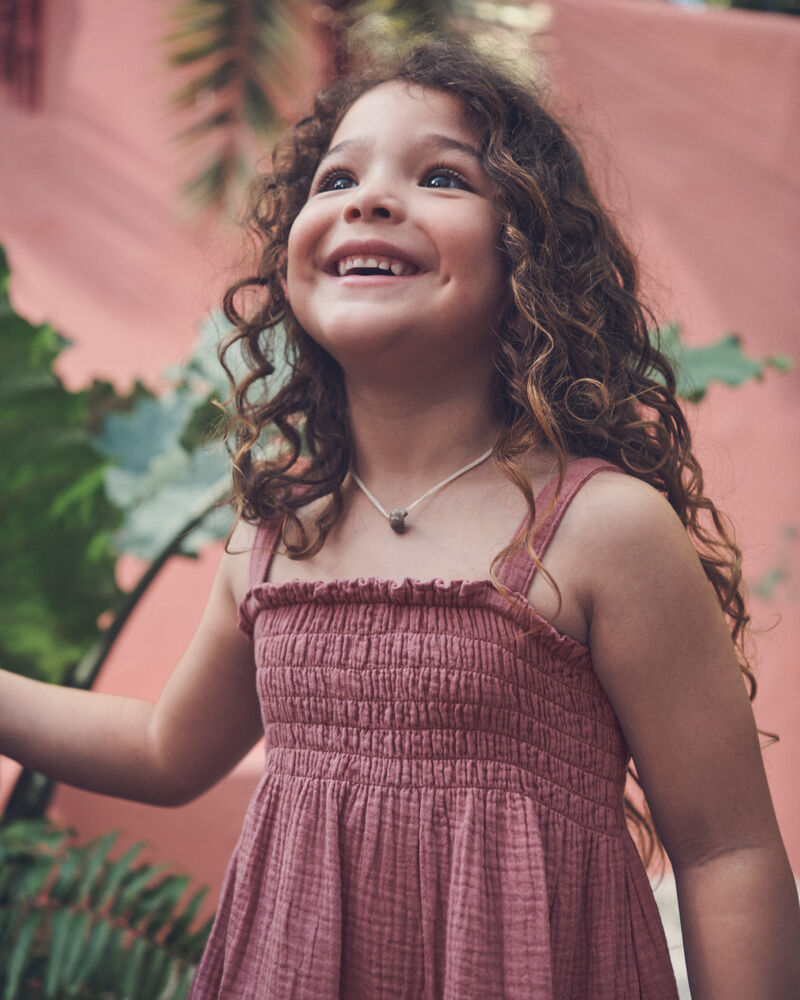 Toddler Girl Organic Cotton Smocked Gauze Dress, image 2 of 7 slides