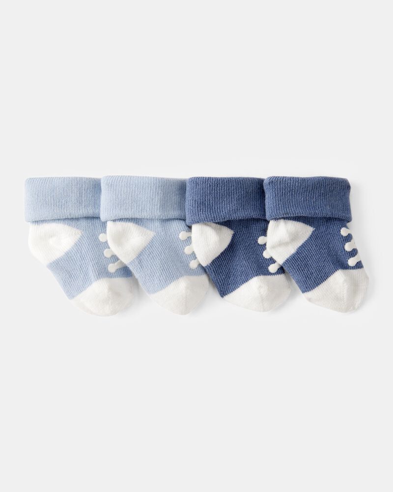 Baby Boy 2-Pack Sneaker Booties - Blue/White, image 1 of 3 slides