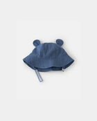 Baby Chambray Bucket Hat with Bear Ears - Indigo, image 4 of 5 slides