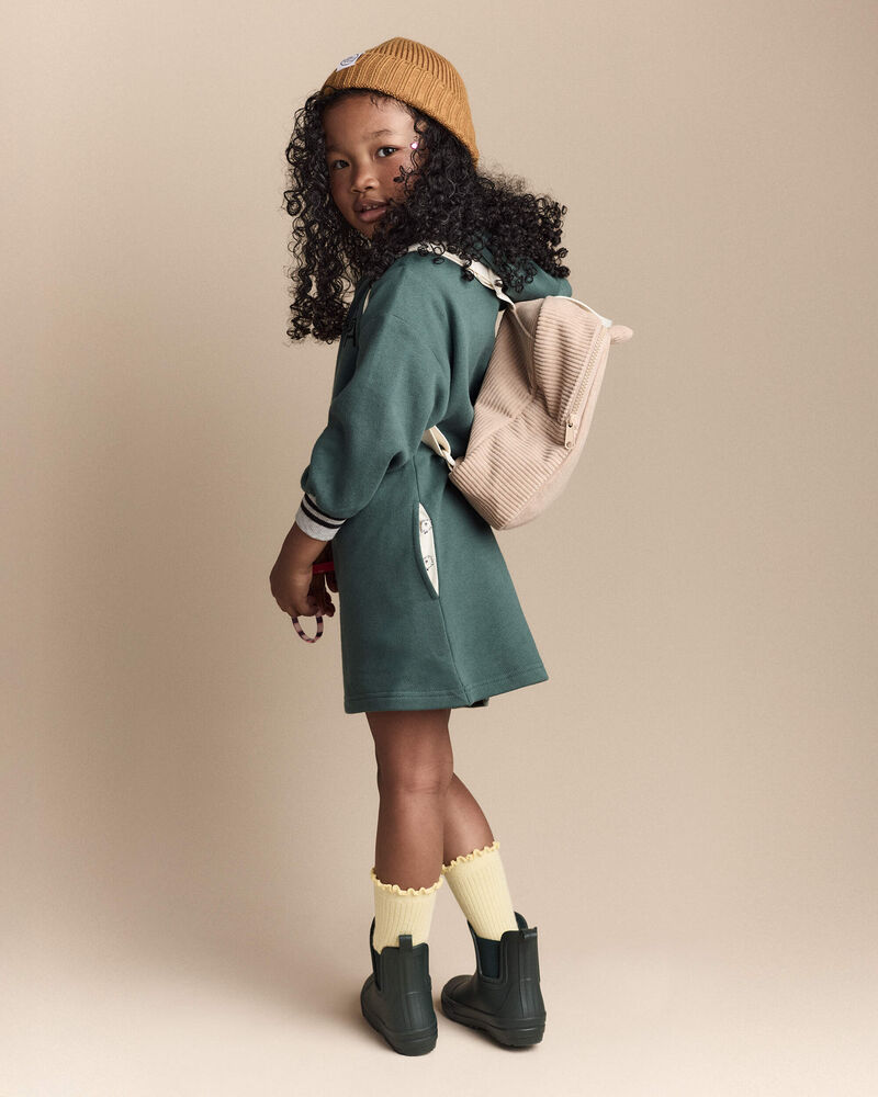 Toddler Girl Long-Sleeve Hooded Sweatshirt Dress - Green, image 3 of 7 slides