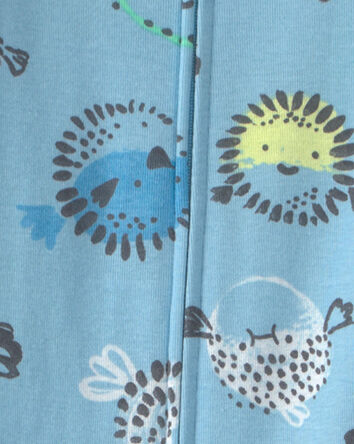 Toddler Boy Pufferfish 100% Cotton 1-Piece Pajama - Blue, 