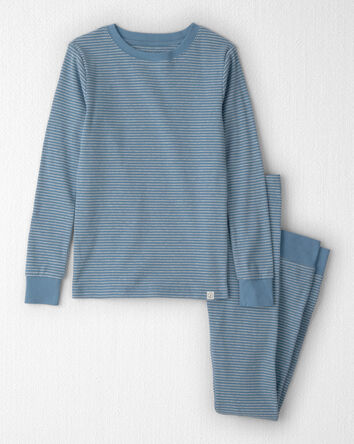 Kids 2-Piece Organic Cotton Ribbed Pajama Set in Stripes, 