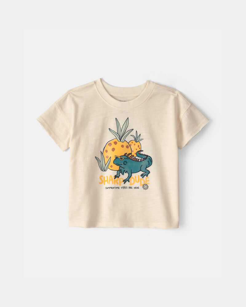 Baby Boy 'Sharp Dude' Iguana Graphic Tee - Cream, image 1 of 3 slides